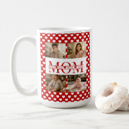 Minimalistiskt Rött Hjärtas Mor Anpassat 4-Foto Mi Kaffemugg