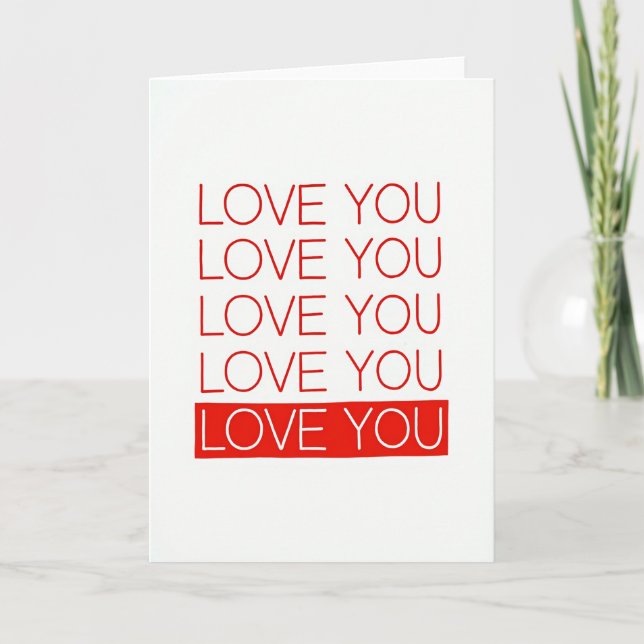 Minimalistiskt Rött Love You-Kort Kort (Framsida)