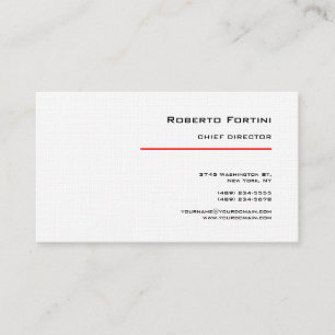 Minimalistiskt rött, vitt, modernt Premium Linen Visitkort
