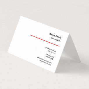Minimalistiskt rött, vitt, modernt Premium Linen Visitkort