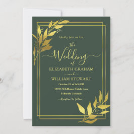 Minimalistiskt Royal Gräns Modern Botaniska Bröllo Inbjudningar