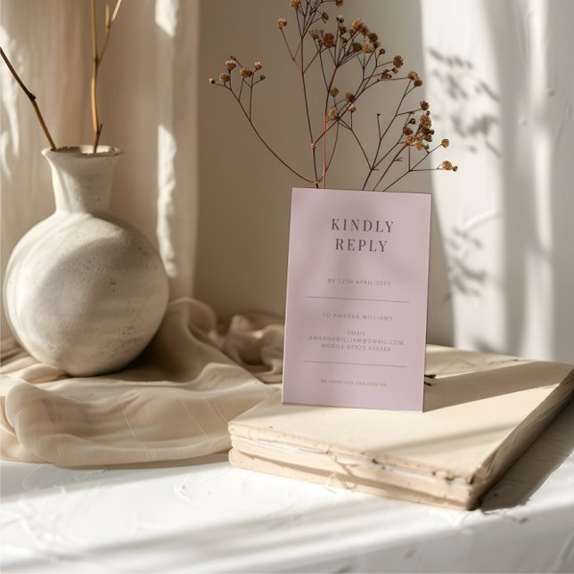 Minimalistiskt RSVP-kort typografi Dusky Rose OSA Kort (Skapare uppladdad)
