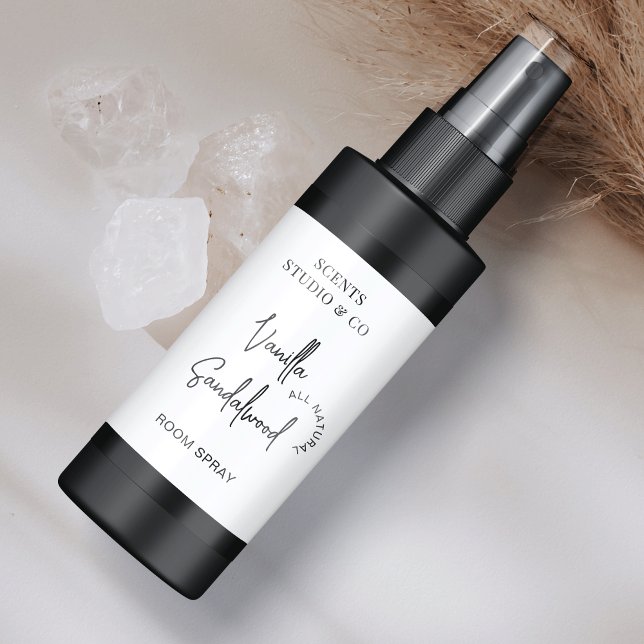 Minimalistiskt rum eller Linen Spray Flaska Wrappe Fraktsedel (Stylish fully editable bottle label design, great for any type of product.)