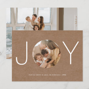 Minimalistiskt Rustic Joy Glad helg-fotokort Tack Kort