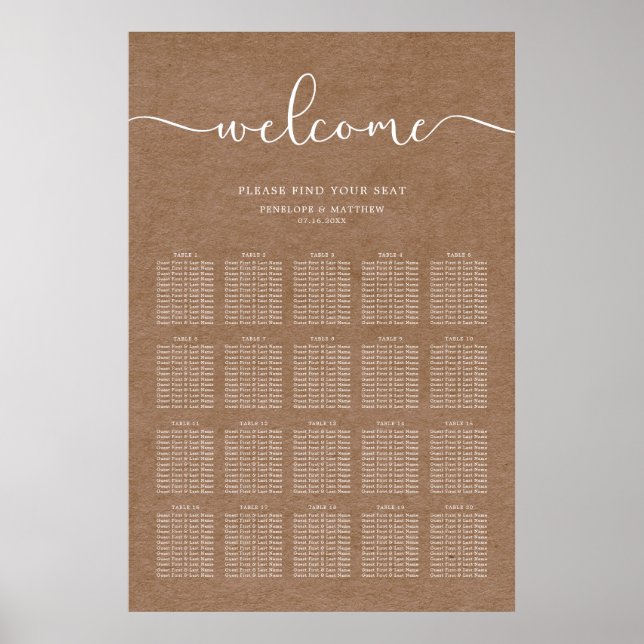 Minimalistiskt Rustic-sittdiagram Poster (Framsidan)