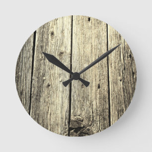 Minimalistiskt Rustic Weasted Barn Wood Rund Klocka