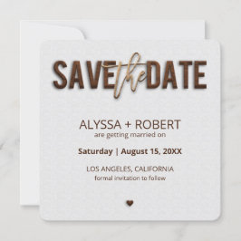 Minimalistiskt Rustic Wood Save Date Card Spara Datumet