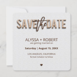 Minimalistiskt Rustic Wood Save Date Card Spara Datumet