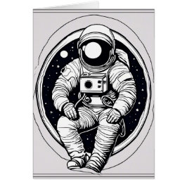 Minimalistiskt rymdfartskort för astronaut - grått hälsningskort