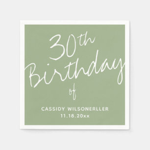 Minimalistiskt Sage 30års födelsedag Pappersservett
