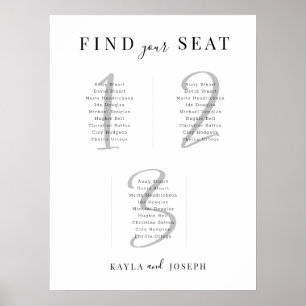 Minimalistiskt säte för Bord 3 Bröllop Poster