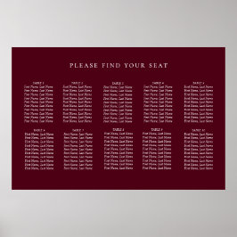 Minimalistiskt säte för Burgundy Red Bröllop Poster