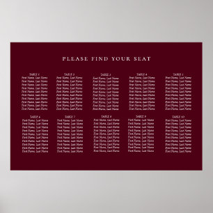 Minimalistiskt säte för Burgundy Red Bröllop Poster