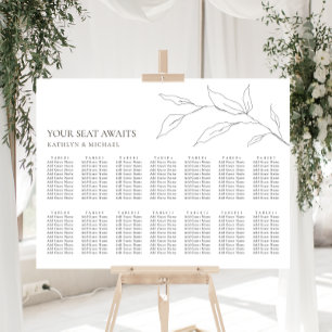 Minimalistiskt säte för Olive Löv 14 Bord Bröllop Poster