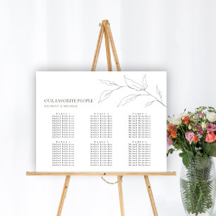 Minimalistiskt säte för Olive Löv Bröllop 6 Bord Poster