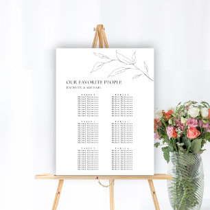 Minimalistiskt säte för Olive Löv Bröllop 6 Bord Poster