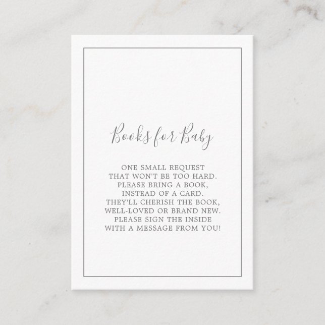 Minimalistiskt Silver Baby Shower Bokar för Baby Tilläggskort (Framsida)