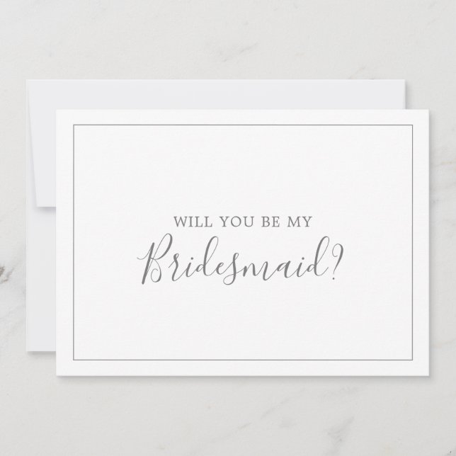 Minimalistiskt Silver Bridesmaid Frieri kort (Framsida)