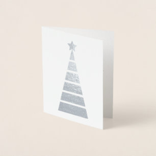 Minimalistiskt Silver dekorerat Julgran Folierat Kort