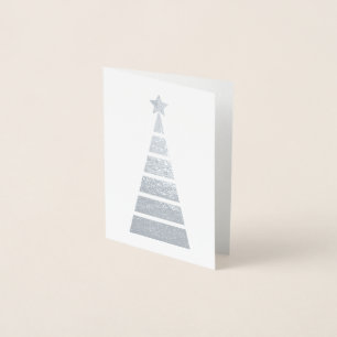 Minimalistiskt Silver dekorerat Julgran Folierat Kort