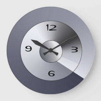 Minimalistiskt Silver-/Grått-väggklocka Stor Klocka