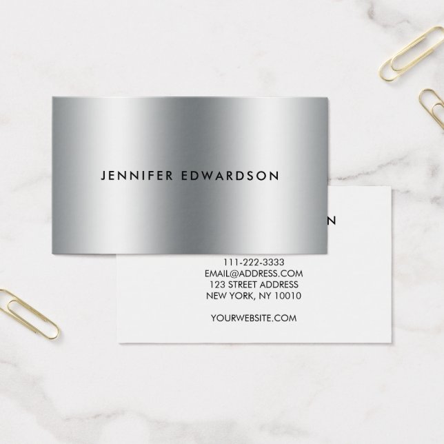 Minimalistiskt silver metall professionellt visitk visitkort (Kontor)