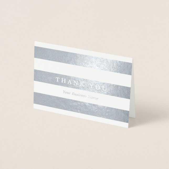 Minimalistiskt Silver Rand Tack Folierat Kort (Framsida)