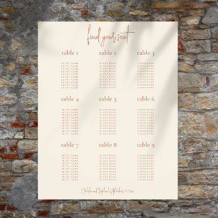 Minimalistiskt sittdiagram för 9 Bord Cream Bröllo Poster
