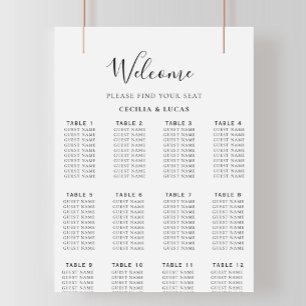 Minimalistiskt sittdiagram för alfabetiskt Bröllop Poster