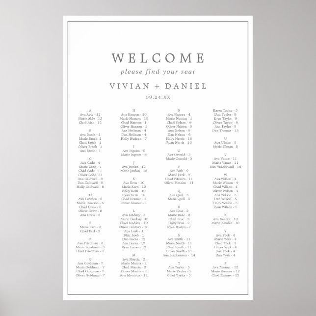 Minimalistiskt sittdiagram för Silver-typografi Poster (Framsidan)