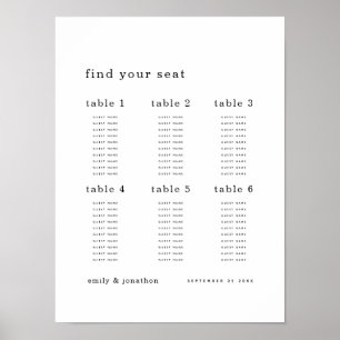 Minimalistiskt sittdiagram - hitta ditt säte i Brö Poster