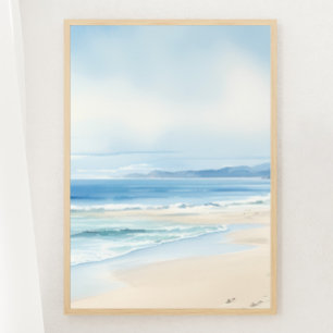Minimalistiskt Sjölandskap för vattenfärg Skriv ut Poster