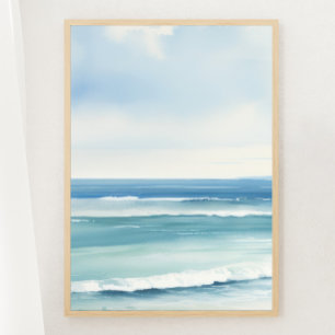 Minimalistiskt Sjölandskap för vattenfärg Skriv ut Poster