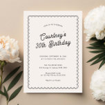 Minimalistiskt skalat 30års födelsedag party inbjudningar<br><div class="desc">Designat att samordna med vår Scalloped Gräns Collection, så har denna minimalistiska inbjudan från 30års födelsedag ett klassiskt mönster med en unik twist - det skalopade gräns är ett av ett slag, och kommer säkerligen att tillföra denna moderna inbjudan en viss återkänsla. Om du vill fånga din gästs uppmärksamhet med...</div>