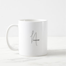 Minimalistiskt skript | Anpassningsbar Monogram oc Kaffemugg
