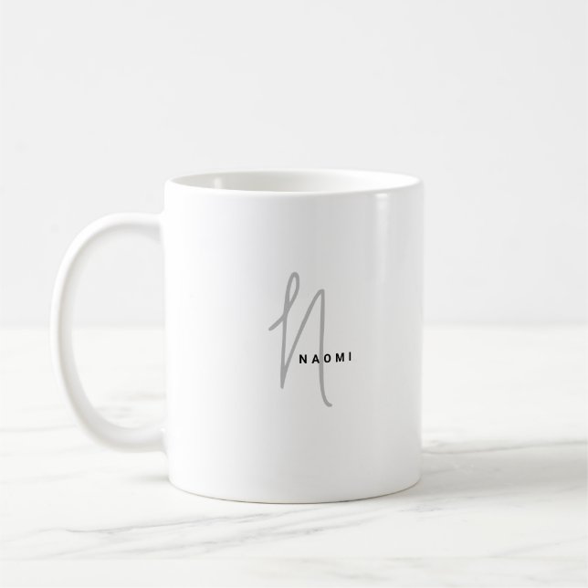 Minimalistiskt skript | Anpassningsbar Monogram oc Kaffemugg (Vänster)