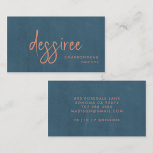 Minimalistiskt skript - bränn Sienna Dusty Blue Visitkort