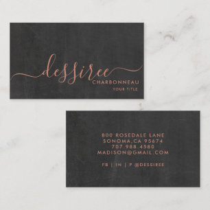 Minimalistiskt skript Bränn Sienna Smoky Charcol Visitkort
