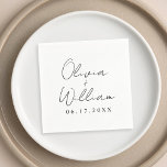 Minimalistiskt skript Bride Groom Namn Pappersservett<br><div class="desc">Minimalistiskt enkelt skript Bride Groom Namn Bröllop Napkins</div>