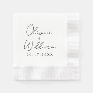 Minimalistiskt skript Bride Groom Namn Pappersservett