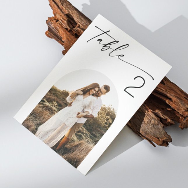 Minimalistiskt skript Bröllop | Elegant Arch-foto Bordsnummer (Skapare uppladdad)