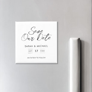 Minimalistiskt skript Bröllop spara datum Magnet