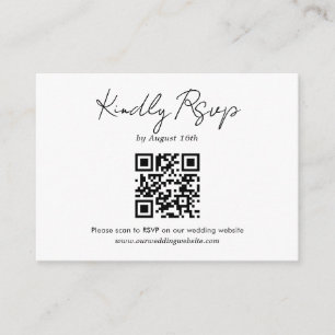 Minimalistiskt skript Bröllops QR-kod Rsvp Tilläggskort