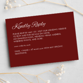 Minimalistiskt skript Crimson Red Bröllop OSA Kort
