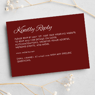 Minimalistiskt skript Crimson Red Bröllop OSA Kort