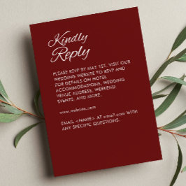 Minimalistiskt skript Crimson Red Bröllop OSA Kort