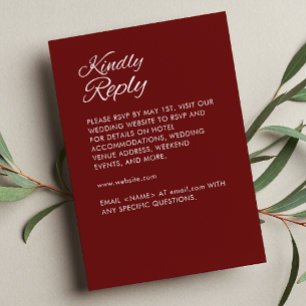 Minimalistiskt skript Crimson Red Bröllop OSA Kort