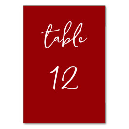 Minimalistiskt skript - djuprött Bordsnummer