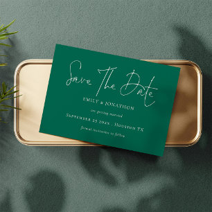 Minimalistiskt skript, Emerald Save Date Spara Datumet
