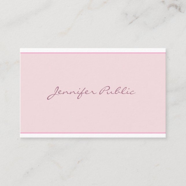 Minimalistiskt skript för modern Rosa Sleek Elegan Visitkort (Framsida)